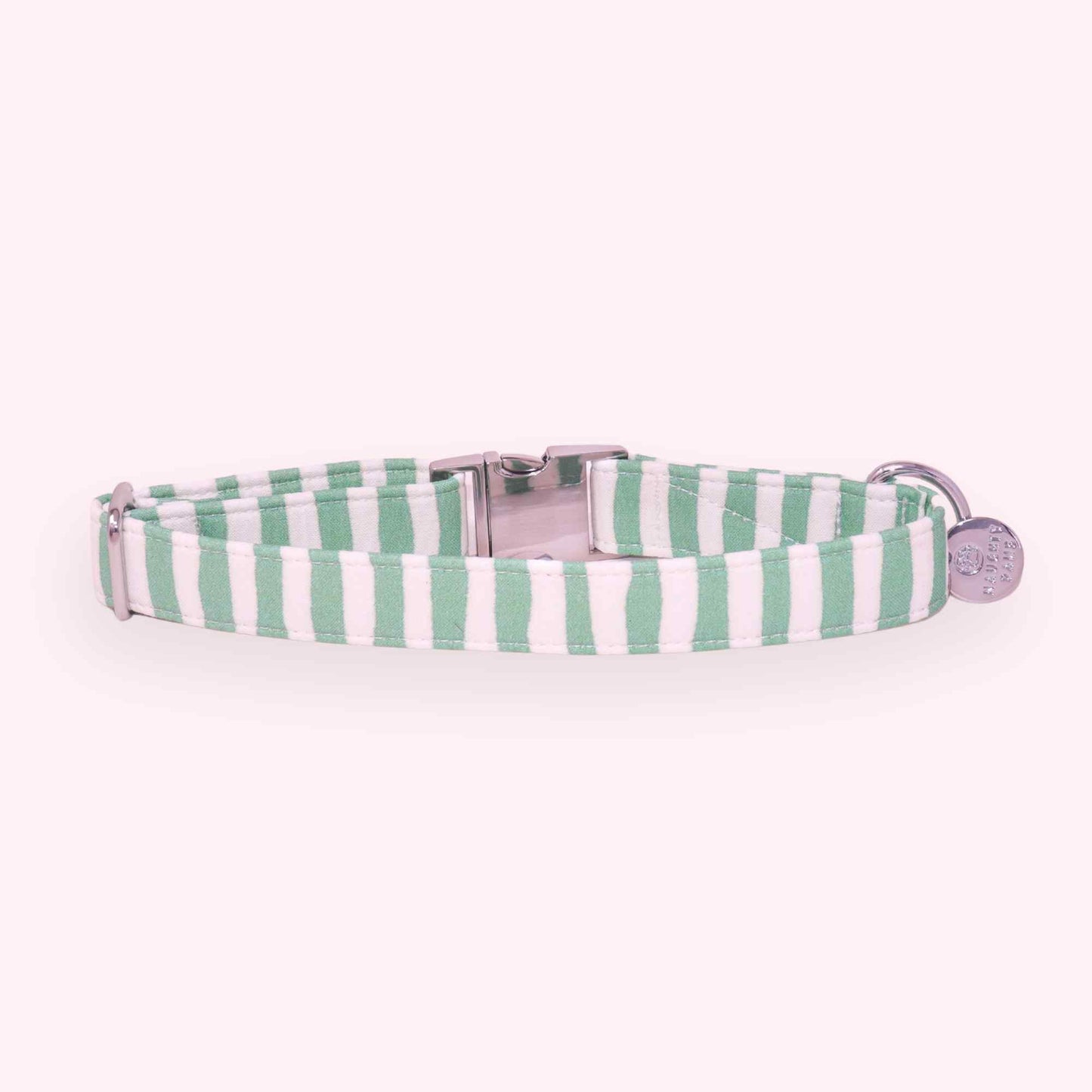 green striped dog collar preppy pastel aesthetic handmade pet collar