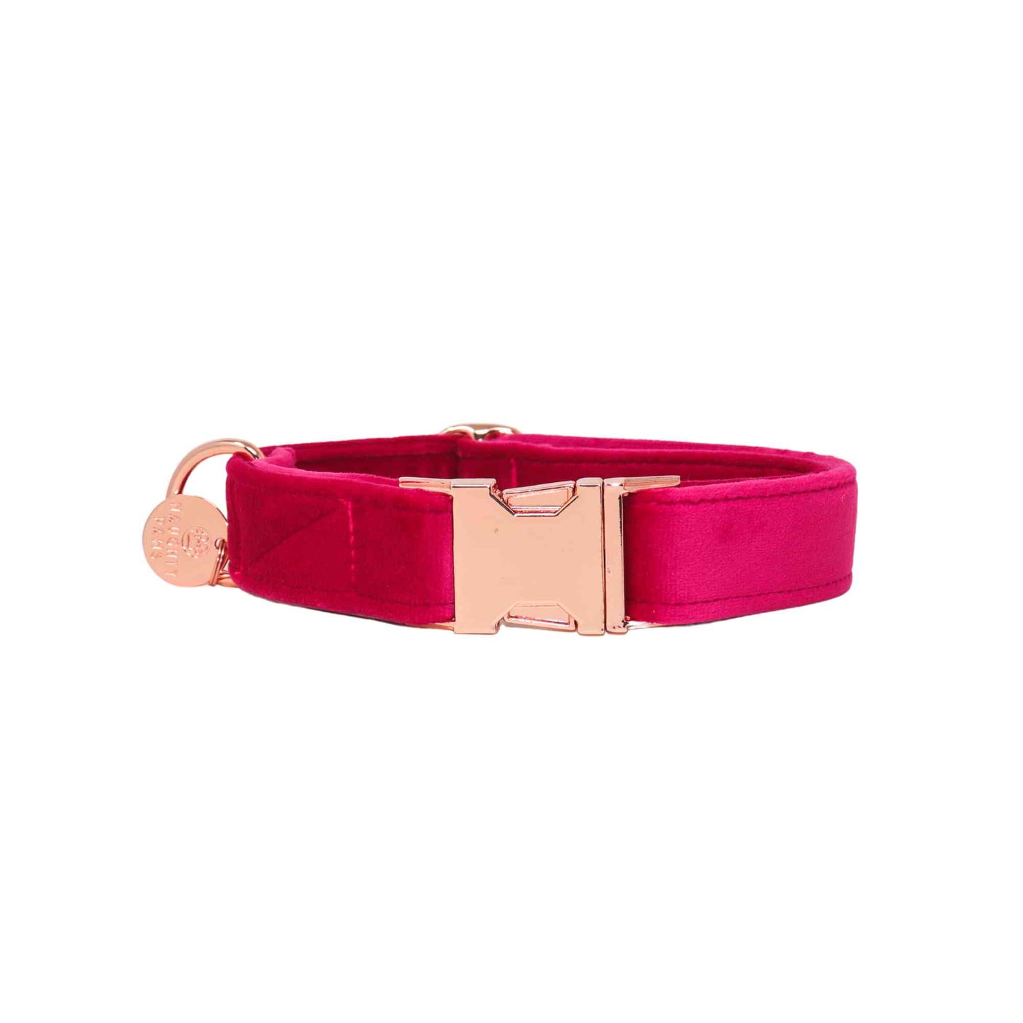 HANDMADE HOT PINK VELVET DOG COLLAR FOR PUPPIES, LARGE OR SMALL DOGS