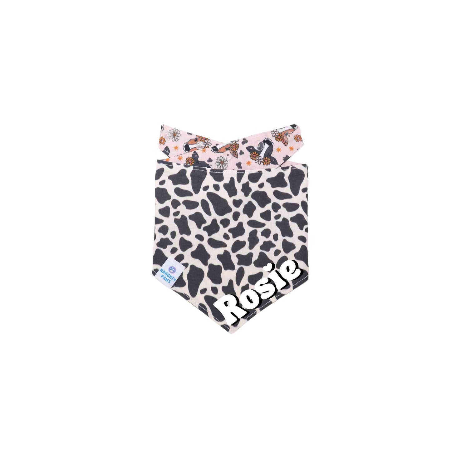 cow print small and large dog bandana