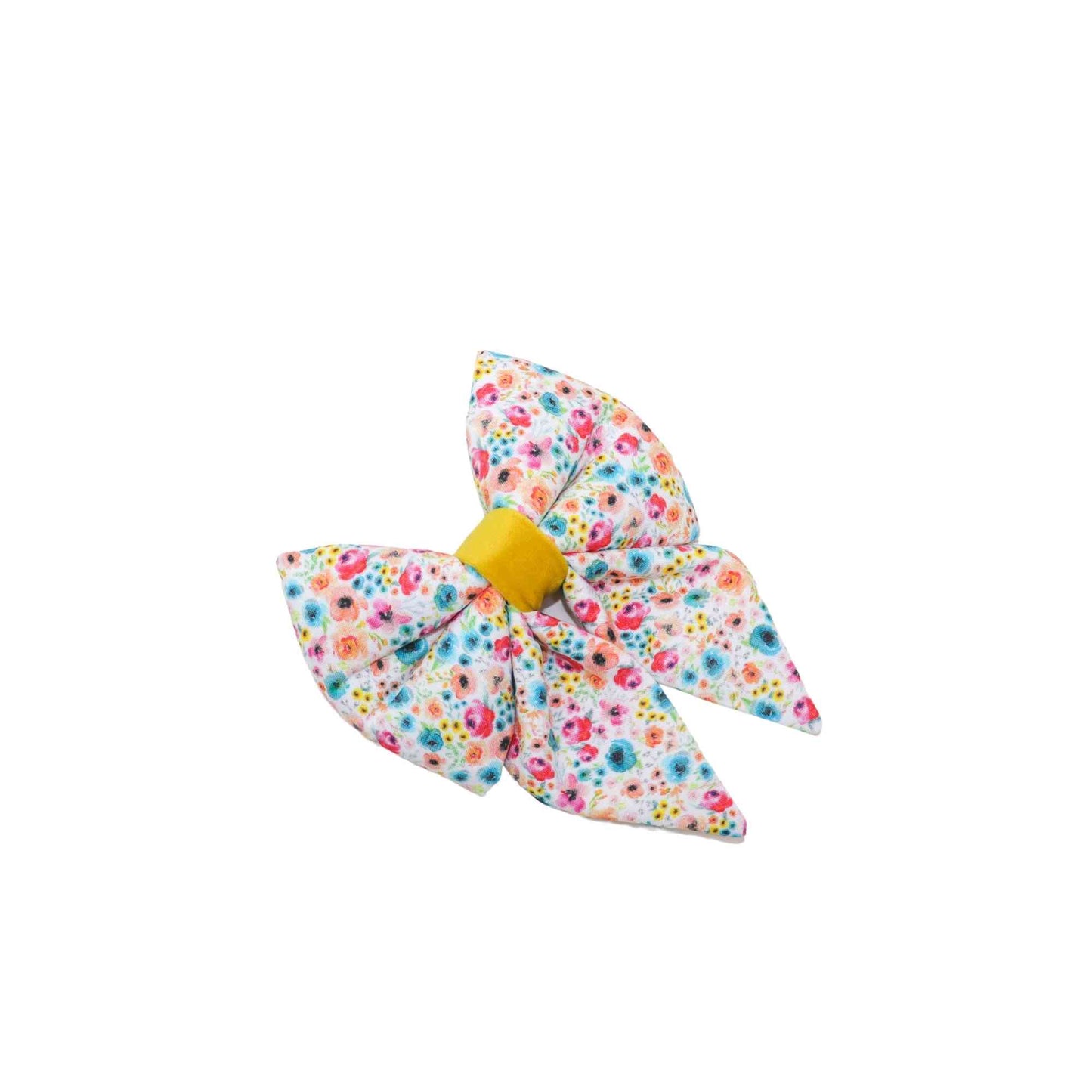 Add a touch of elegance and charm to your furry friend's look with our Pink and Turquoise Floral Girl Dog Sailor Bow! Handmade with high-quality fabric and expert craftsmanship, this bow is designed to slip easily over your pup's collar and comes in a range of sizes to fit all breeds. The beautiful pink and turquoise floral print is perfect for adding a pop of color to any outfit.