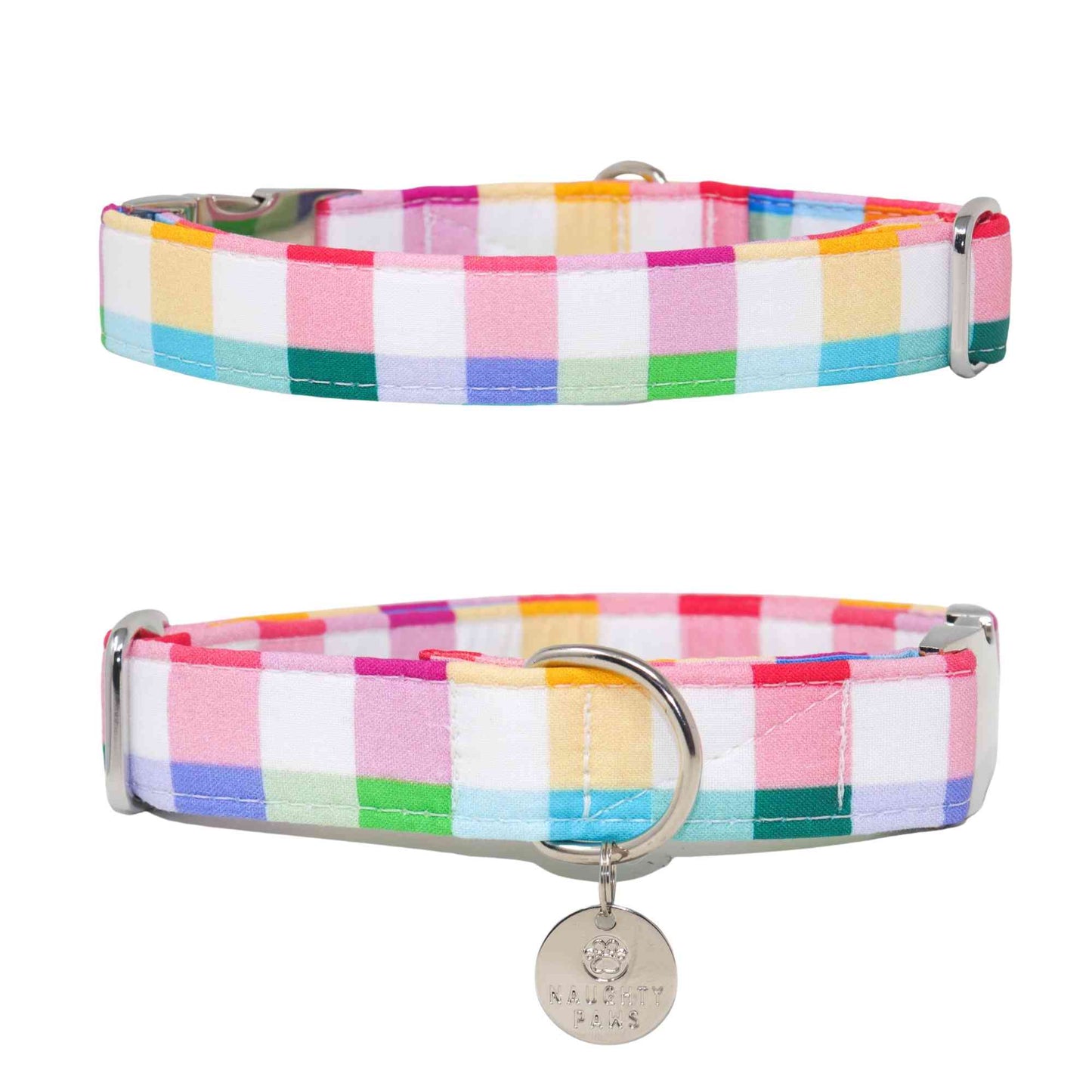 Looking for a unique and fun collar for your furry friend? Check out our "Checker Board" Multicolor Checker Neutral Dog Collar! Available in sizes ranging from extra extra small to extra large, our collar is designed to fit dogs of all sizes. The colorful checkerboard pattern adds a playful touch to your pup's look, while the neutral tones ensure versatility and style.