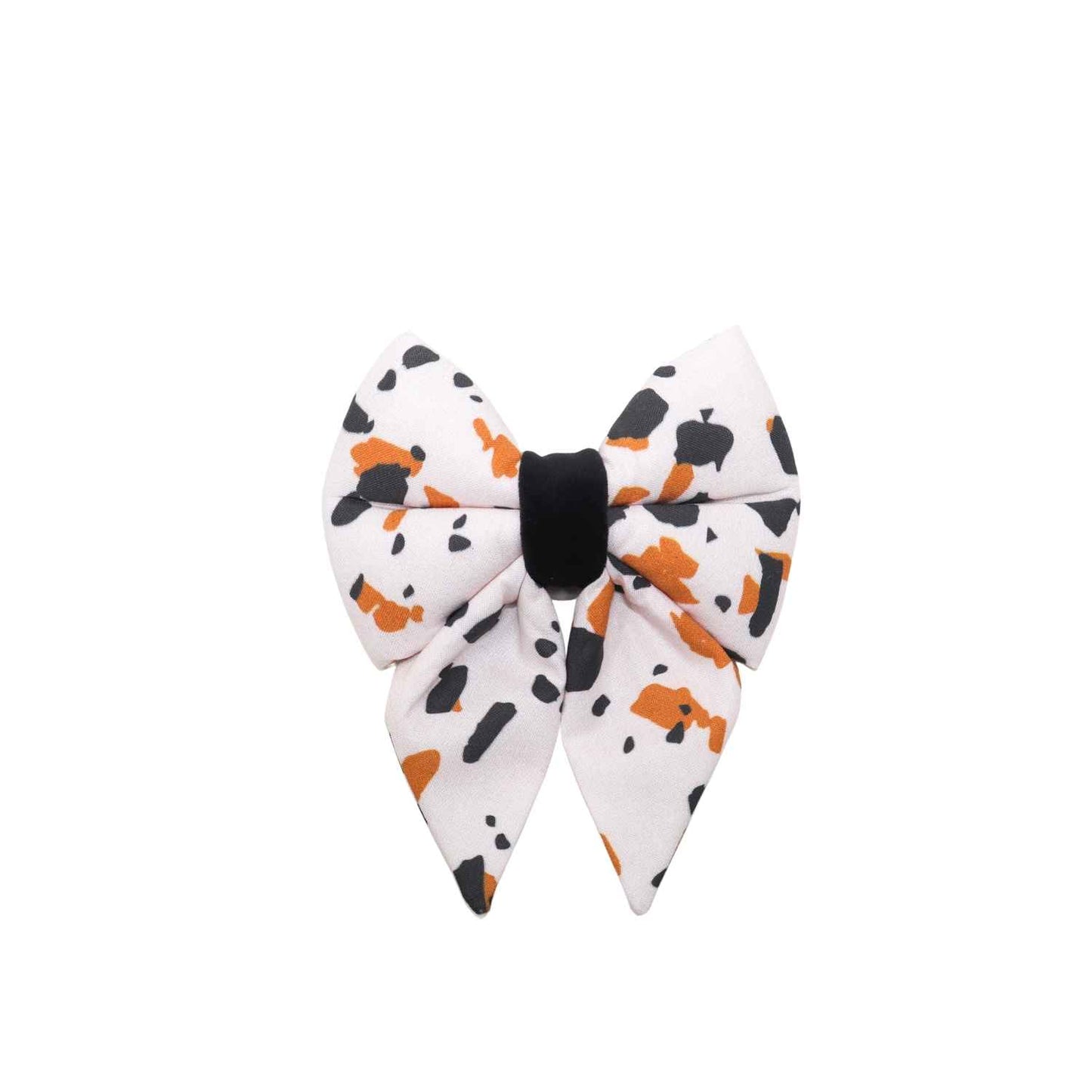 Terrazzo orange and black fall dog sailor bow.
