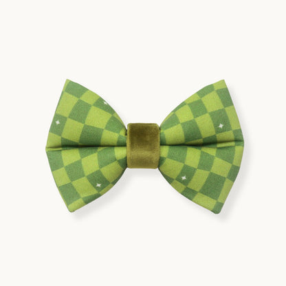 "Kiwi Grid" Puffy Bow Tie