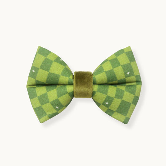 "Kiwi Grid" Puffy Bow Tie