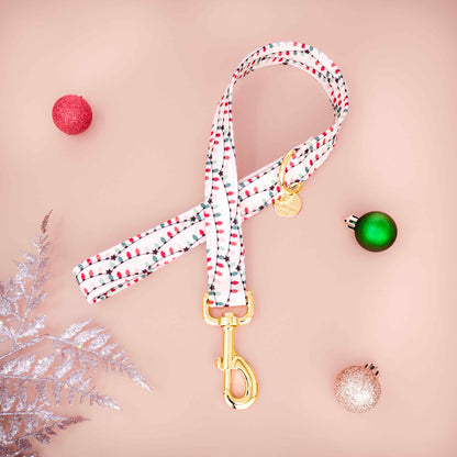 Festive handmade leash for dogs, holiday lights pattern, Christmas vibe