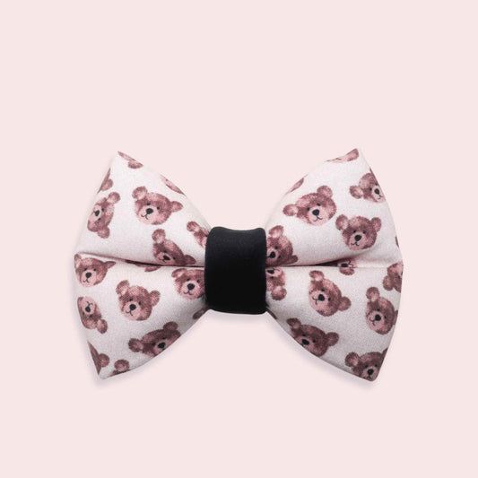 Teddy Bear dog Bow Tie, Neutral Pet Bow, Over the Collar Accessory, Bear Hugs 