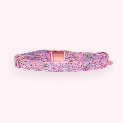 purple floral dog collar romantic cottagecore aesthetic handmade pet collar
