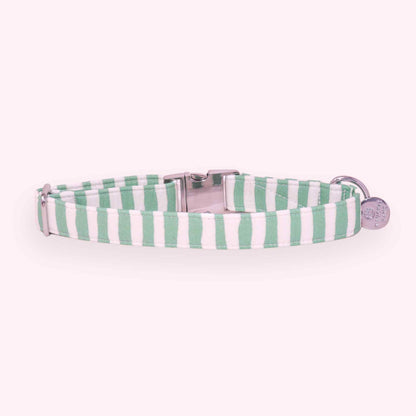 green striped dog collar preppy pastel aesthetic handmade pet collar