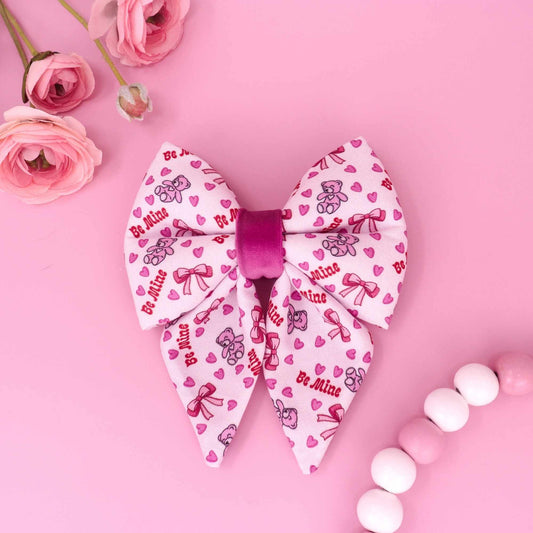 My Valentine sailor dog bow with teddy bears hearts and bows
