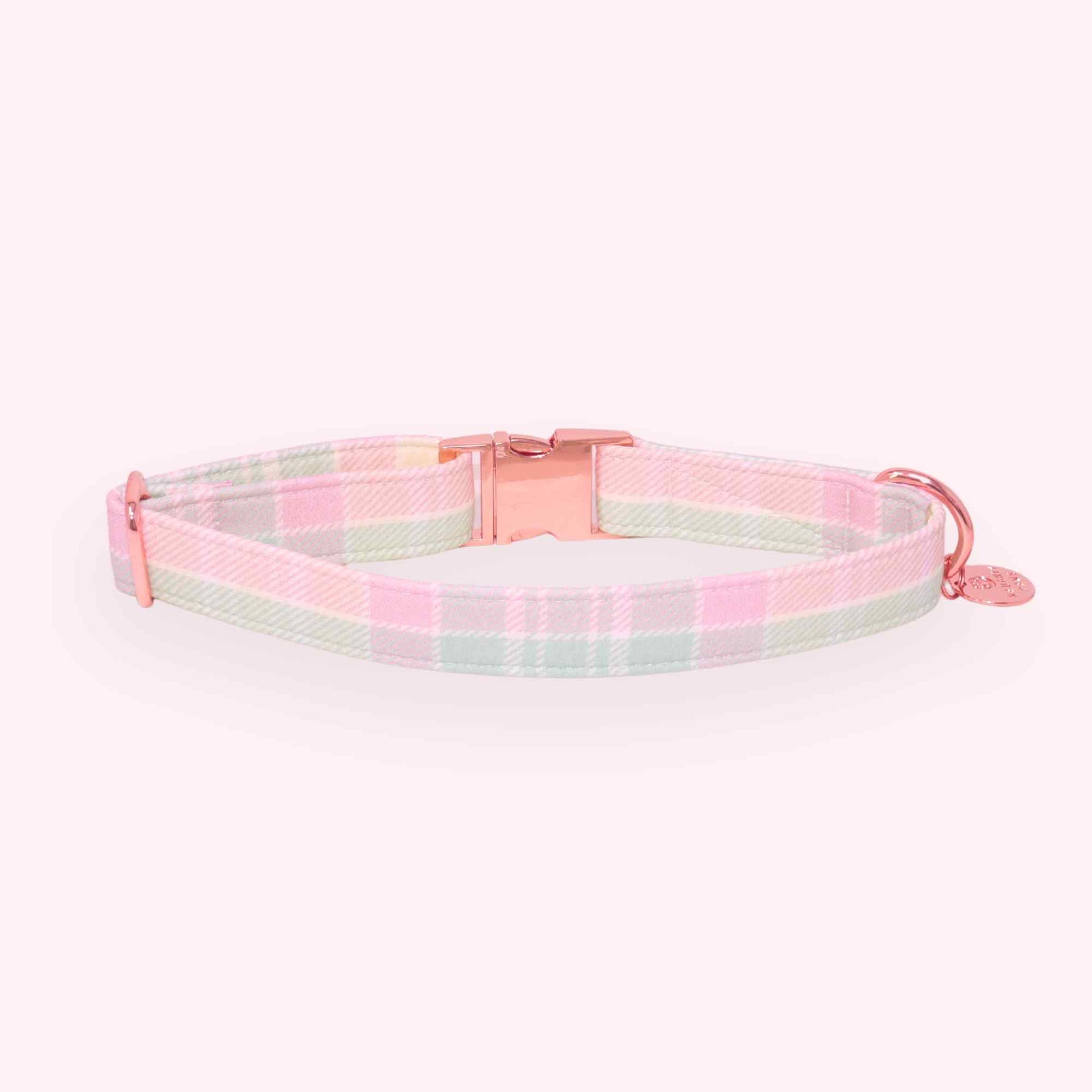 soft pastel checkered dog collar cottagecore aesthetic handmade pet collar