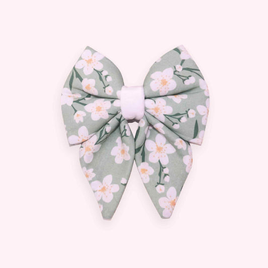 botanical sage green dog bow cottagecore aesthetic collar accessory