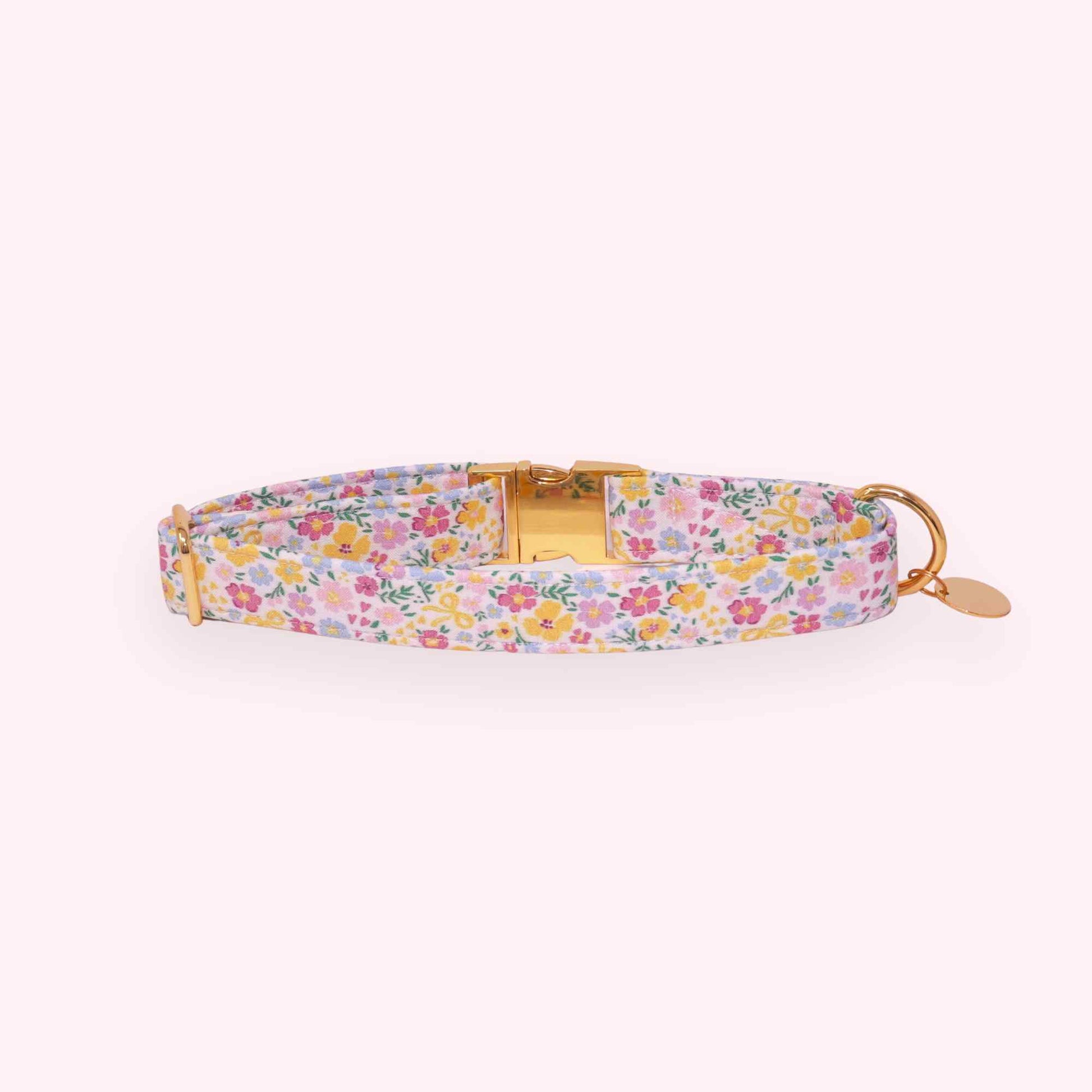 spring floral dog collar soft pastel buttercup pattern cottagecore style