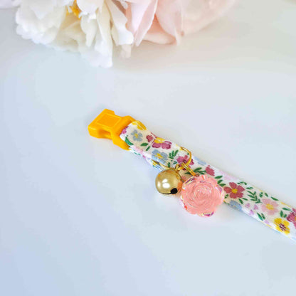 spring floral cat collar colorful buttercup pattern with breakaway buckle