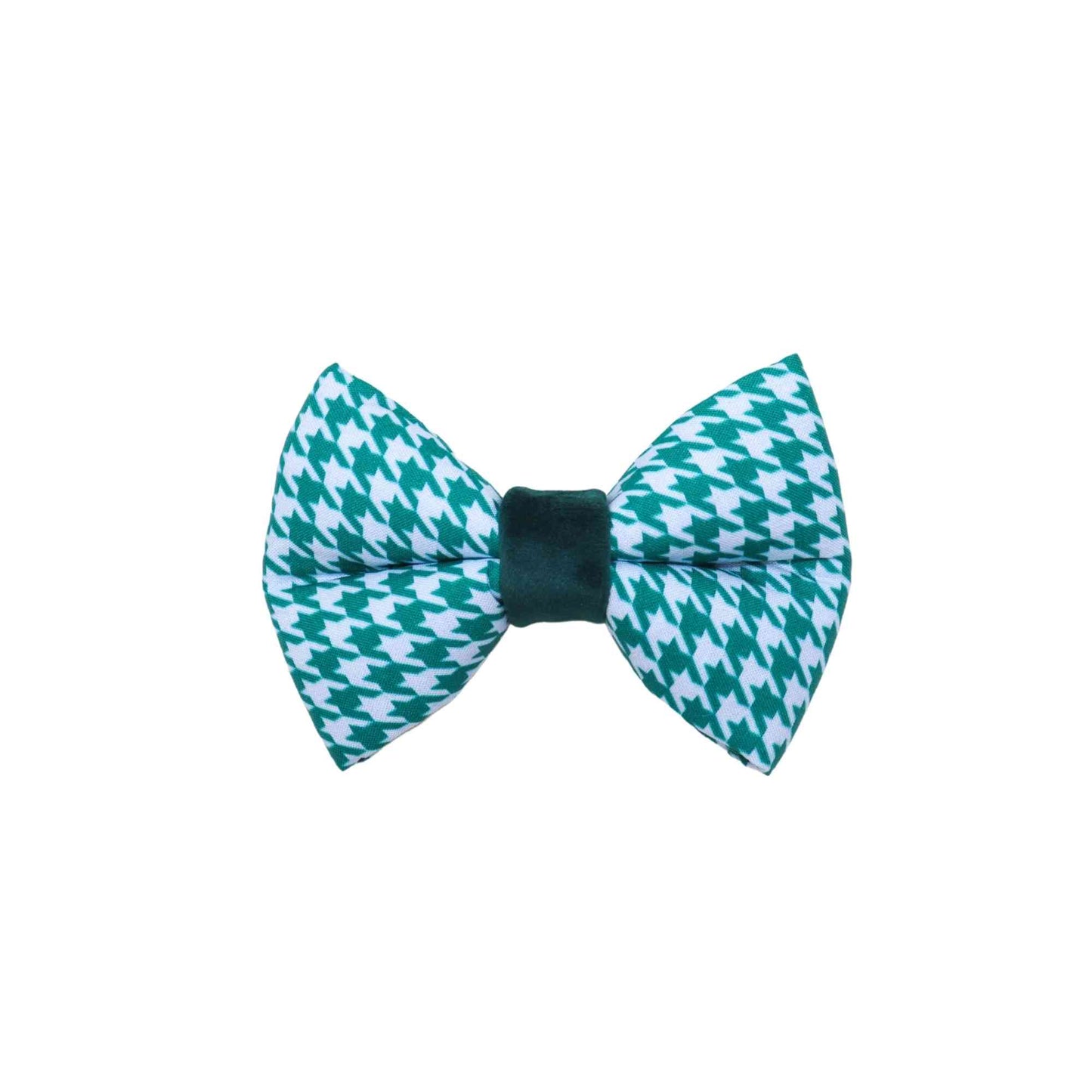 Dress up your furry companion with our green and blue houndstooth boy dog bow tie! Designed to fit over your pet's collar, our bow tie features two elastic loops that keep it securely in place. Available in small, medium, large, and extra-large sizes, our bow tie is perfect for dogs of all breeds and sizes. The houndstooth pattern adds a touch of style to any outfit, making it perfect for special occasions or everyday wear. Shop now and give your boy dog a stylish accessory he'll love!