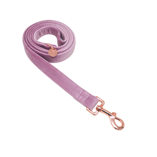 light purple handmade velvet dog leash