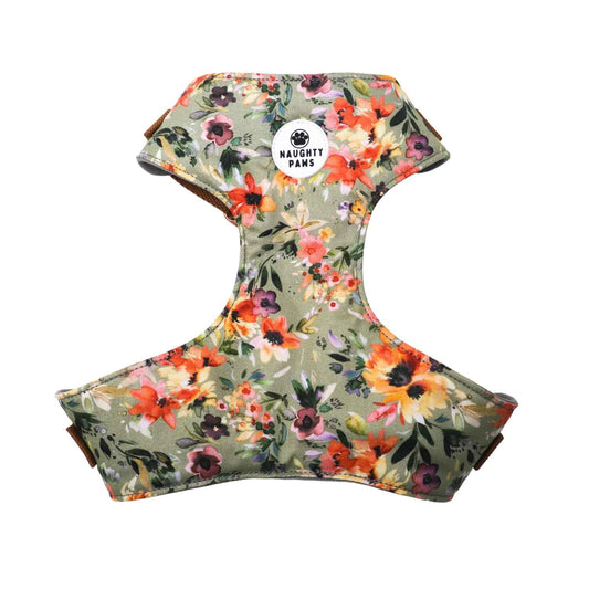 green floral fall dog chest harness