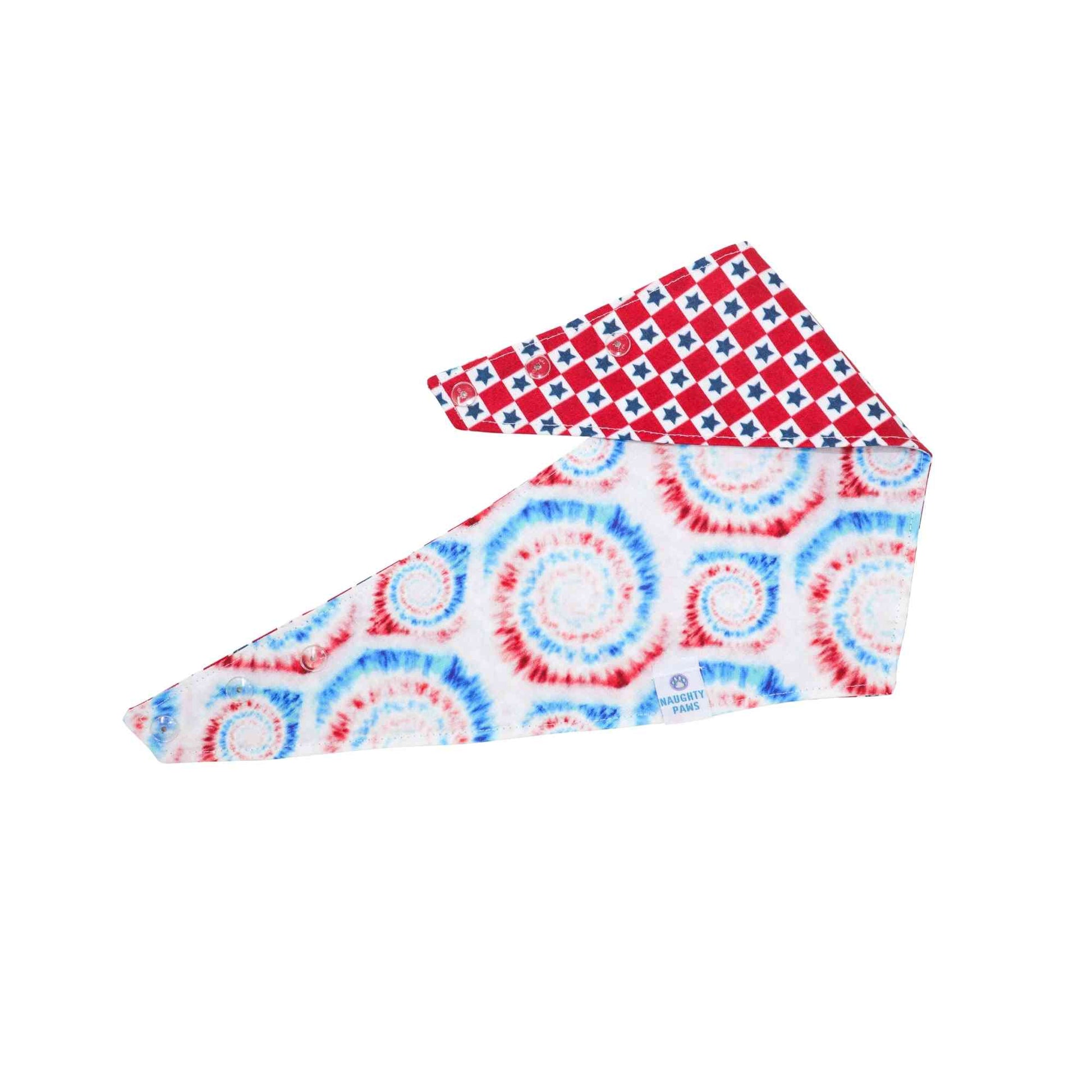 Get ready to celebrate the 4th of July in style with our 'American' Red checker with navy stars reversible dog bandana. Our bandana is perfect for any patriotic pooch, featuring a red checker pattern on one side and navy stars on the other. The over the collar design makes it easy to put on and take off, while ensuring a secure fit. Our bandana is also reversible, giving your furry friend two looks in one! Shop now and add a touch of Americana to your pet's wardrobe this 4th of July! 
